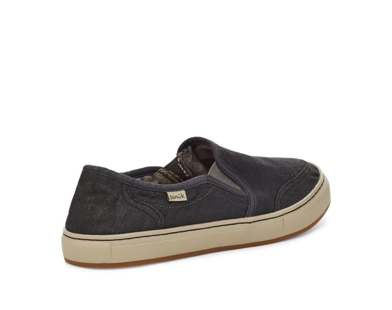 Sanuk Tideline Hemp Slip On Men's Shoes Black | Canada 230JPQ